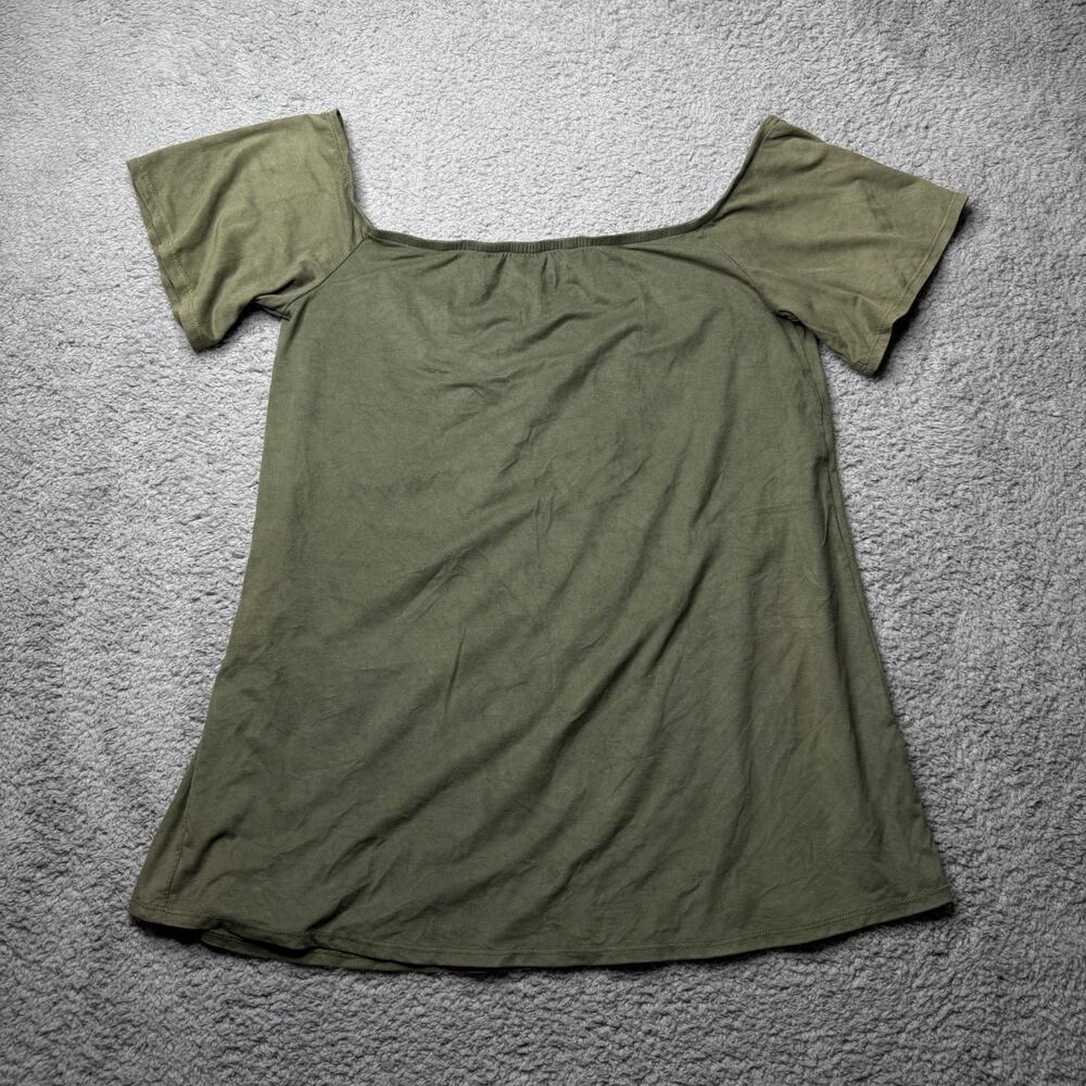 Eden in Love Blouse Women's 2XL Green Short Sleeve Shirt